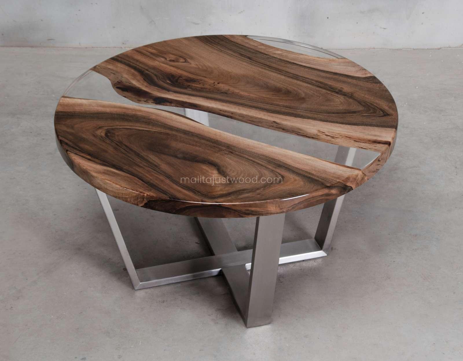 walnut coffee table Ferro made of wood and metal