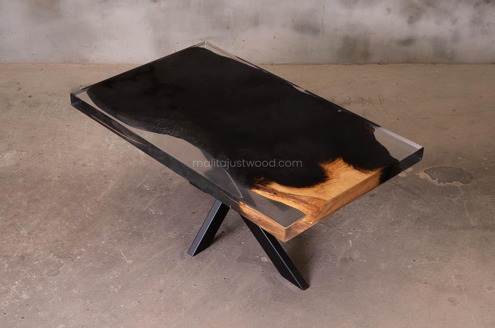 epoxy resin burn wood coffee table